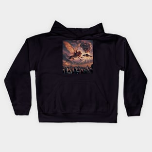 locust with lions head chasing UFO Kids Hoodie